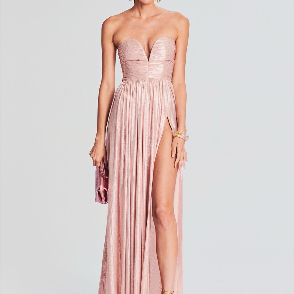 Elegant Pink Strapless Evening Gown